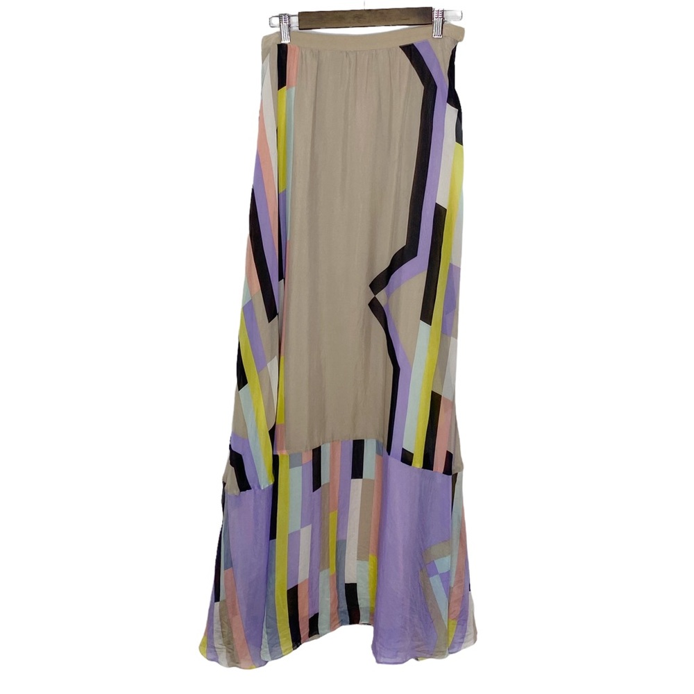 Tibi Arizona Silk Multicolor Maxi Skirt